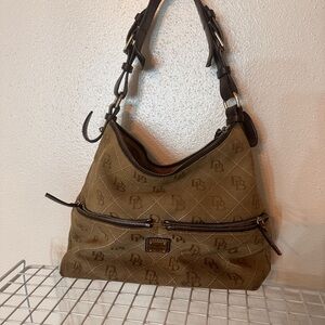 Dooney & Bourke Brown Suede Shoulder Bag with Adjustable Strap